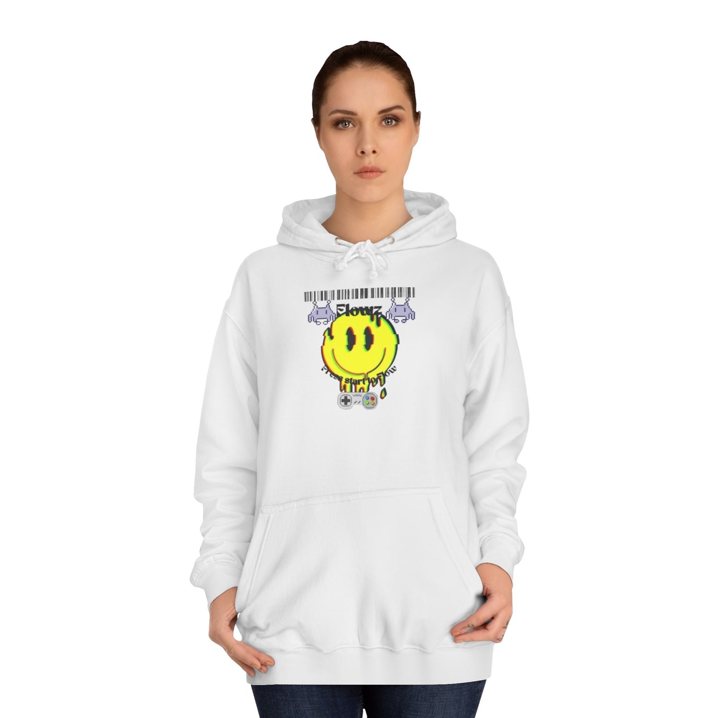 Flowz Smiley Face Drip Unisex Hoodie - Retro Gaming Vibes & Streetwear Style