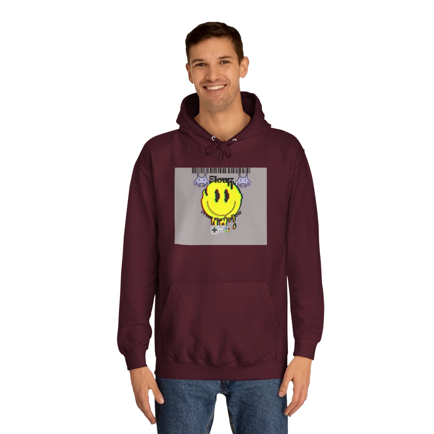 Flowz Smiley Face Drip Unisex Hoodie - Retro Gaming Vibes & Streetwear Style