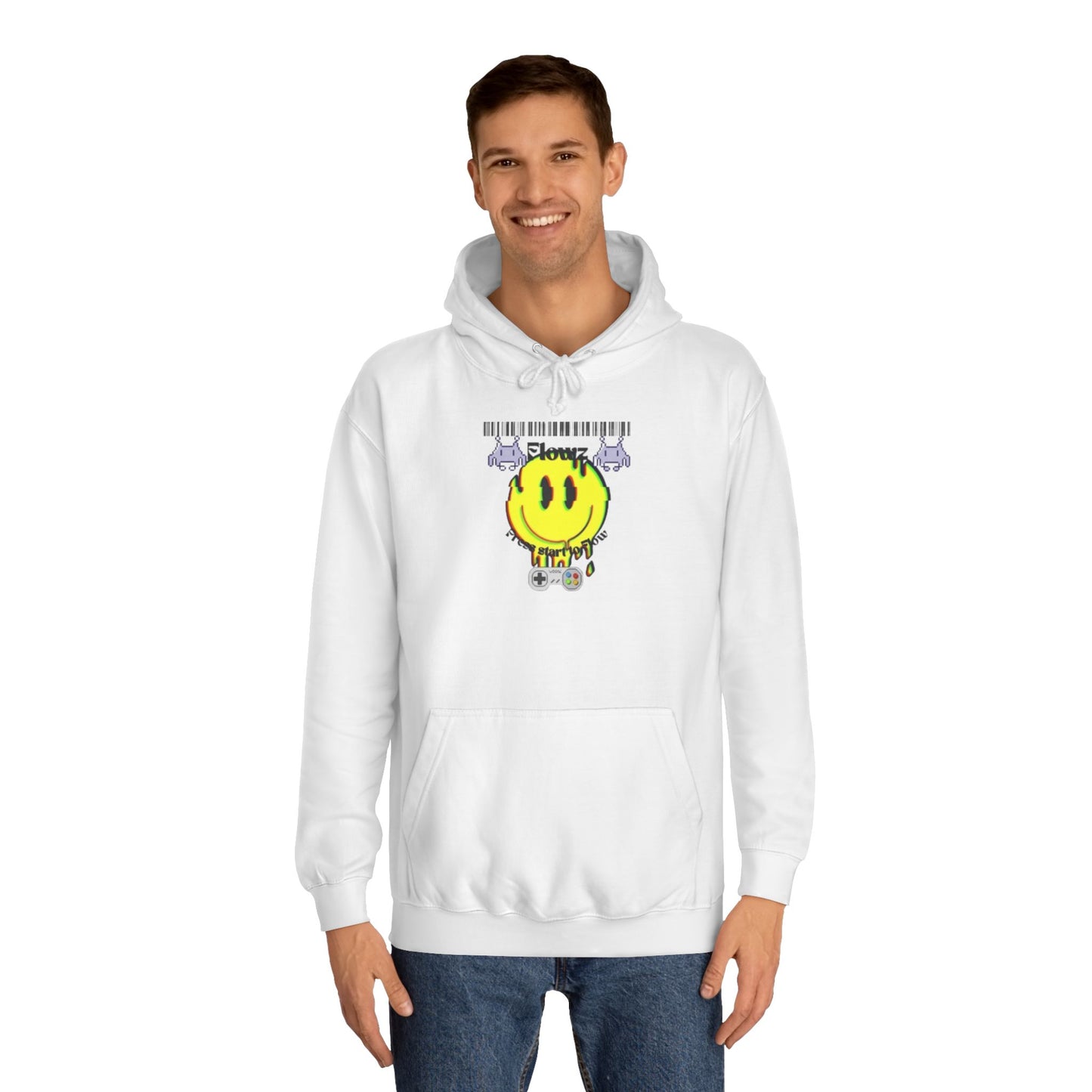 Flowz Smiley Face Drip Unisex Hoodie - Retro Gaming Vibes & Streetwear Style