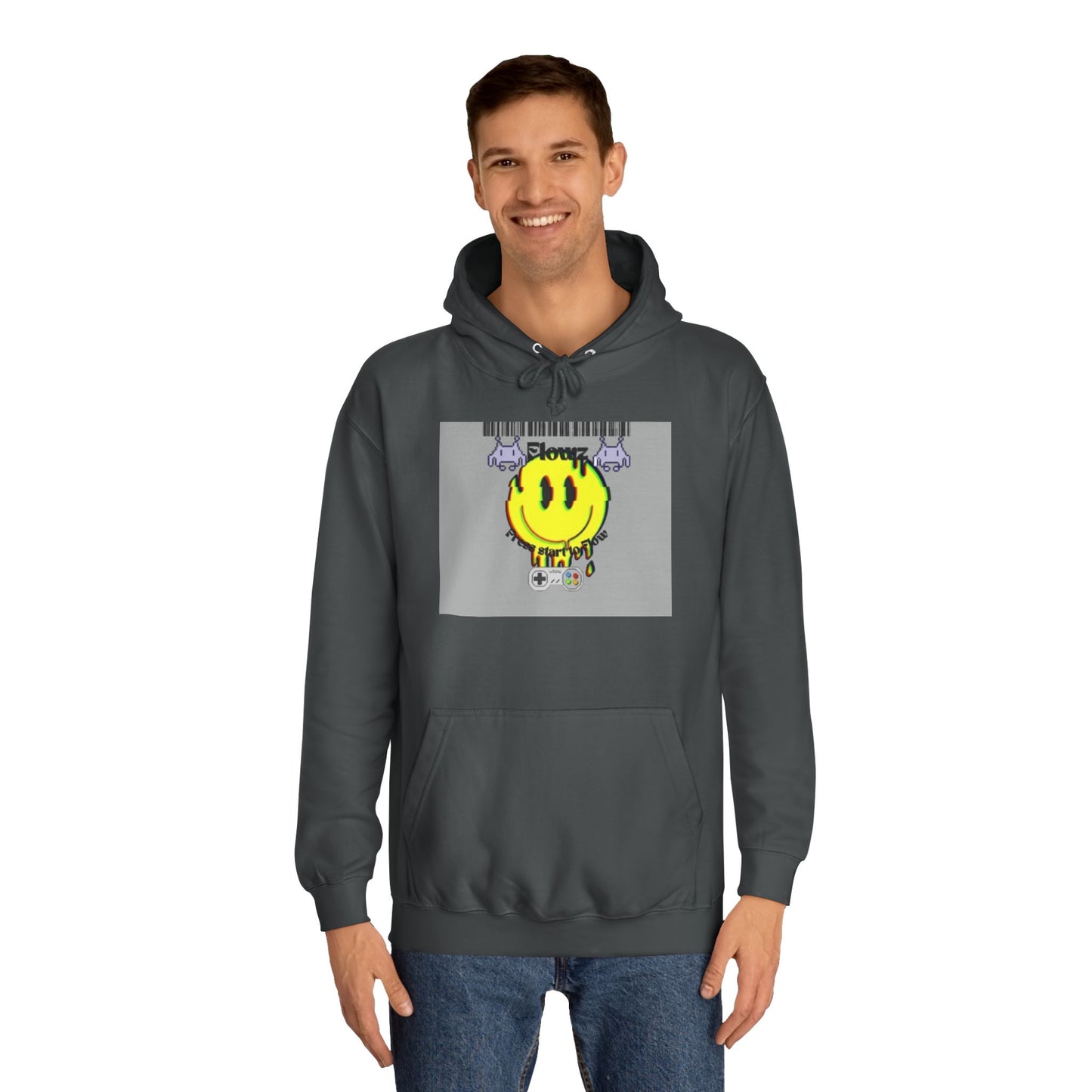 Flowz Smiley Face Drip Unisex Hoodie - Retro Gaming Vibes & Streetwear Style